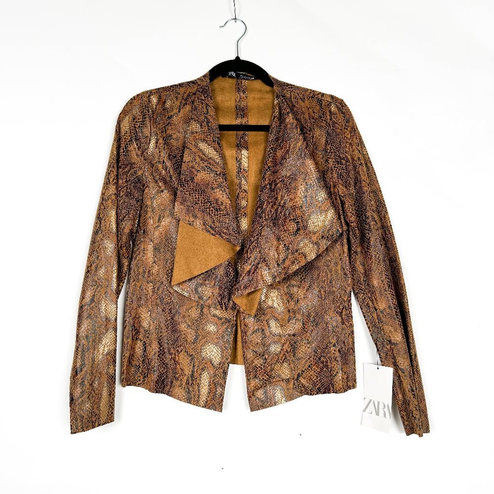 ZARA Limited Edition Faux Suede Snakeskin Jacket Size Small NWT